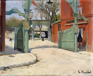 Sisäänkäynti Moulin de la Galette -puistoon - Santiago Rusinolin (1861-1931) maalaus - 1891 - Öljy kankaalle - 33,5x41 - Museu Nacional d