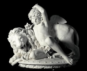 Love Mastering the Force Marble Veistos Santo Varni (1807-1885) 1865. Dim. 85x90x62 cm Prince Odon di savoian kokoelmasta. Genes, Galleria d