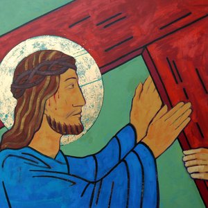 Jeesus ottaa ristinsä