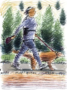 Walking the Dog, 2009 (akryyli) tekijältä Sara Hayward