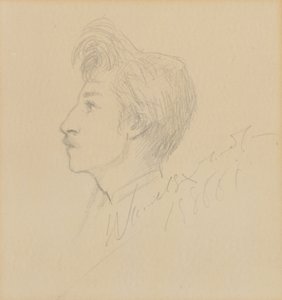 W. Graham Robertsonin muotokuva, päivätty (grafiitti paperille) tekijältä Sarah Bernhardt