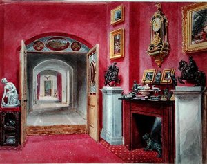 The Ante Room to Hall, Rempstone Hall, Nottinghamshire (akvarelli paperille) tekijältä Sarah Caroline Sitwell