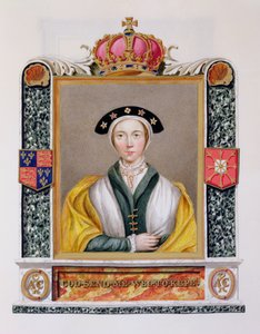 Muotokuva Anne of Clevesistä (1515-57) Henry VIII:n neljäs kuningatar kirjasta "Memoirs of the Court of Queen Elizabeth", julkaistu vuonna 1825 (wc ja guassi paperilla)