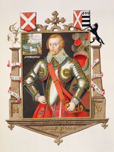 Henryn, 5. lordi Windsorin (1562-1615) muotokuva vuonna 1825 julkaistusta "Memoirs of the Court of Queen Elizabethista" (wc ja guassi paperilla)