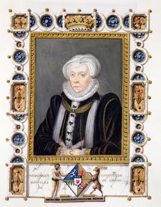 Muotokuva Margaret Douglasista (1515-78) Lennoxin kreivitär kirjasta "Memoirs of the Court of Queen Elizabeth", julkaistu vuonna 1825 (wc ja guassi paperilla)