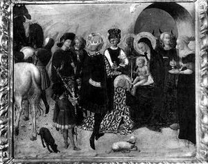 The Adoration of the Magi (tempera paneelissa) (m/w kuva)