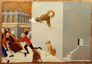 Siunattu Ranieri Rasini poistaa köyhät Firenzen vankilasta Stefano di Giovanni di Console dit il Sassetta (1392-n. 1450) puumaalaus 1400-luvulta su. 0,43x0,63 m