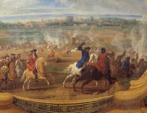 Bourbon Conden (Bourbon-Conde) prinssi Louis II:n teot, jotka tunnetaan nimellä Grand Conde (1621-1686), Brie Comte Robertin taistelu (Brie-Comte-Robert) Vapahtaja Le Conten yksityiskohtamaalaus (Leconte, Le Comte, Lecomte) ) (1659-1694)