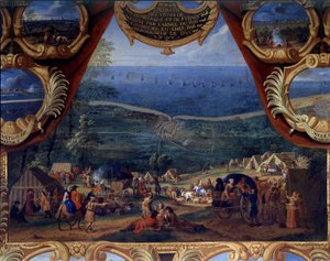 Bourbon Conden (Bourbon-Conde) prinssi Ludvig II:n teot, jotka tunnetaan nimellä Grand Conde (1621-1686): Dunkerquen ja Furnesin taistelu (1646) kolmikymmenvuotisen sodan aikana - Vapahtaja Le Conten (Leconte, Le Comte) maalaus , Lecomte) (1659-1694)