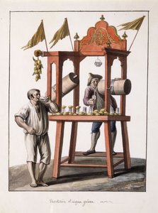 Jääveden myyjä; ja Neopolitan Costume of the Wagon; Jäädytetty vesi myyjä; ja Napolilaisen vaunun puku