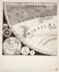 Uusi ja oikea maailmankartta (leikkaus), noin 1774 (värillinen kaiverrus).