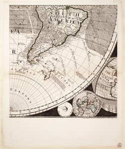 Uusi ja oikea maailmankartta (leikkaus), noin 1774 (värillinen kaiverrus).
