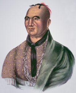 Joseph Brant (1742-1807) Mohawkien päällikkö (väri litho) tekijältä School American