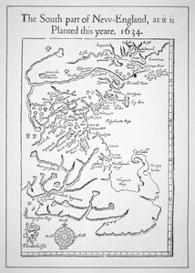 Kartta, mukaan lukien Massachusetts Bay (litho) tekijältä School American