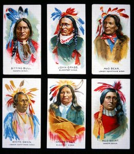 Kuusi merkittävää Sioux-johtajaa (väri litho) tekijältä School American
