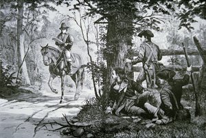 Majuri John Andren vangitseminen (litho) tekijältä School American
