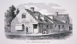 Näkymä Broad Streetille, New York City n. 1740 (litho) tekijältä School American