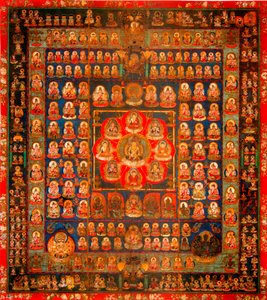 Buddhalaisuus: mandala taizokai (Garbhadhatu) sanoi matriisin maailmasta - Anonyymi guassi silkillä, 8.-9. vuosisata Koko 187x164,3 cm To-Ji Kioto, Japani tekijältä School Asian