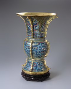 Zun-muotoinen maljakko ja teline (cloisonne emali & zitan) (katso myös 272146) tekijältä School Chinese