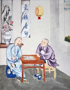 Strategiapeli Kiinassa 1700-luvun lopulla (akvarelli paperille) tekijältä School Chinese