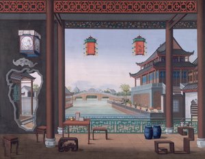Lisätä. Tai. 2194 Piirustus kiinalaisen virkamiehen talon sisätiloista tekijältä School Chinese