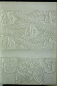 Yksityiskohta arkaistisesta astiasta ja kannesta, Tulu, Qianlong-kausi (1736-1795) (vaalea seladonjade) (katso myös 619015) tekijältä School Chinese