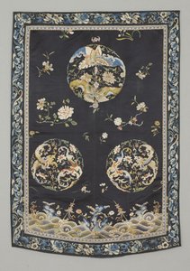 Riippuva, n. 1750-1800 (silkki brodeerattu (satiiniommel), luonnollinen ja synteettiset väriaineet) tekijältä School Chinese
