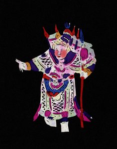 Pekinin oopperan mieshahmo. Maalattu paperileikkaus eli "Jian Zhi", kiinalaista kansantaidetta, Pekin. tekijältä School Chinese