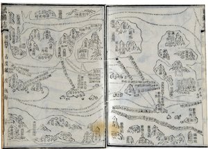 Kartta Zheng He (Zheng-He tai Cheng Ho) (1371-1433) tai Hajji Mahmud (arabialainen nimi) tutkimusmatkoista vuodelta 1431. tekijältä School Chinese