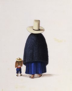 Äiti ja lapsi, n. 1860 (akvarelli riisipaperille) tekijältä School Chinese