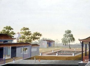 Walled Garden, n. 1820-40 (akvarelli paperille) tekijältä School Chinese