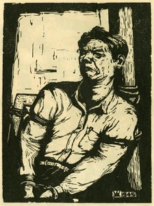 Wang Shu-i on sotavanki. Puukaiverrus, teoksessa "Woodcuts of war-time China 1937-1945", Shanghai. tekijältä School Chinese