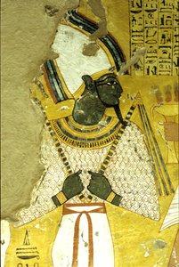 Muinainen Egypti, seinämaalaus Inherkhauin hauta, Theban, aatelisten hauta, 20. dynastia, Osiris, kuolemanjälkeisen elämän jumala (kuva) tekijältä School Egyptian
