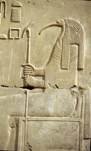 Muinainen Egypti, Seinämaalaus/kaiverrus, Jumala Thoth, Seti I:n temppeli, Abydos tekijältä School Egyptian