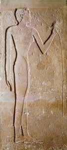 Egyptiläinen antiikki: nuorella naisella on lootuksenkukka. Kalkkikivi. 5. dynastia, 2300 eaa. Himmeä. 145 cm Pariisi, Musee du Louvre tekijältä School Egyptian