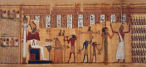 Egyptiläinen antiikki: sielujen punnitus, Chahapiimoun, Amonin tähtitieteilijöiden esimiehen, kuolleiden kirjan papyrus. Ptolemaioksen aika (332-30 eKr.) Noin 500-100 eKr. Pariisi, Louvre-museo tekijältä School Egyptian