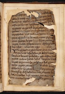 Beowulf-sivu folioista, joita joskus kutsutaan nimellä "Nowell Codex" tekijältä School English