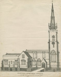 Clifton Campville Church: kynä- ja seepiapiirustus, nd [?1800-luku] (piirustus) tekijältä School English