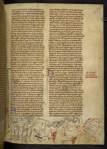 Cott Nero D II f.177 Eveshamin taistelu ja Simon de Montfortin (1208-65) kuolema 4. elokuuta 1265, "Commendatio Lamentabilis in transitu Edward IV" (vellum) tekijältä School English