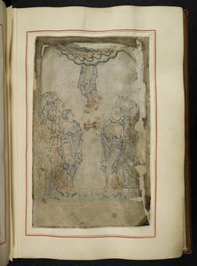 Puuvillainen MS tiberius C VI f.15r Psalter ("Tiberius Psalter"), epätäydellinen, esikuvallinen jakso, tietokonetaulukot, rukoukset, tunnustus, vanhan englanninkielinen saarna ja kerää (muste ja väri vellum) tekijältä School English