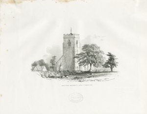 Drayton Bassett Church: litografia (vinjetoitu), nd [c 1825-30] (painettu) tekijältä School English