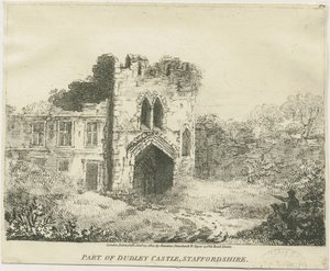 Dudley Castle - The Gatehouse: litografia, nd [c 1801] (painettu) tekijältä School English