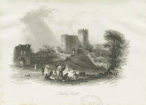 Dudley Castle - The Keep: teräskaiverrus (vinjetoitu), nd [c 1841] (painettu) tekijältä School English