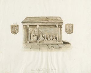 Eccleshallin kirkko: Piispa Benthamin hauta: akvarellimaalaus, nd [?1800-luku] (maalaus) tekijältä School English