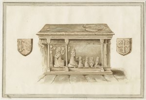 Eccleshallin kirkko: Piispa Benthamin hauta: akvarellimaalaus, nd [?1800-luku] (maalaus) tekijältä School English