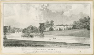 Ellastone - Calwich Abbey: litografia, nd [n. 1839] (painettu) tekijältä School English
