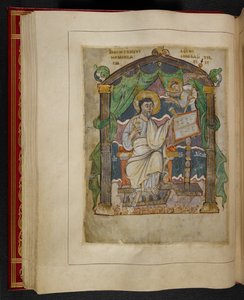 Evankelista muotokuva Pyhästä Matteuksesta Æthelstanin evankeliumeista (tunnetaan myös nimellä kruunausevankeliumit)