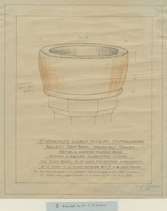 Hanbury Church - Ancient Font Bowl: jäljitys, nd [1933] (piirustus) tekijältä School English