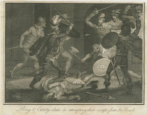 Himley - "Percy ja Catesby tapettiin": kaiverrus ja [?1800-luku] (painettu) tekijältä School English