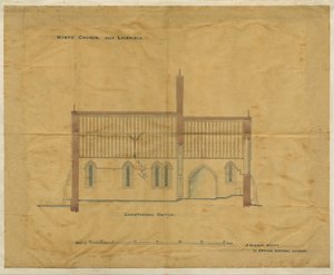 Vihjeiden kirkko: jäljitys ja [?1800-luku] (piirustus) tekijältä School English